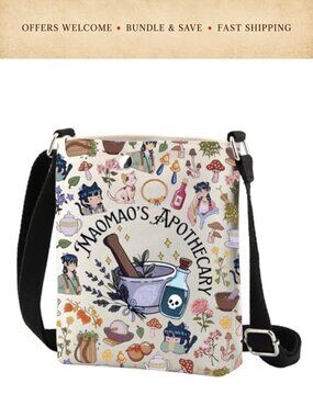 Canvas Crossbody Bag Floral Cartoon Apothecary Anime Fan Gift